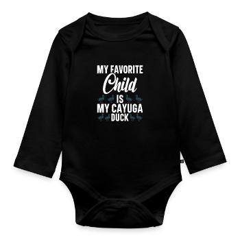 Cayuga Duck Food Stuffed Animal Enclosure Cayuga - Organic Longsleeve Baby Bodysuit - black - Front