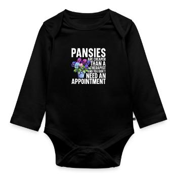 Pansies Plants Gear Pansy Flower Live Pansies - Organic Longsleeve Baby Bodysuit - black - Front