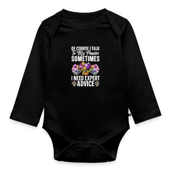 Pansy Seeds Pansies for Outdoors Pansy Flower - Organic Longsleeve Baby Bodysuit - black - Front