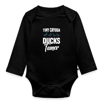 Cayuga Duck Owner Stuffed Animal Enclosure Toys - Organic Longsleeve Baby Bodysuit - black - Front