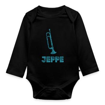 Jeppe as brass band music - Organic Longsleeve Baby Bodysuit - black - Front