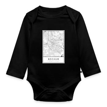 Bochum NRW map city map city map map - Organic Longsleeve Baby Bodysuit - black - Front