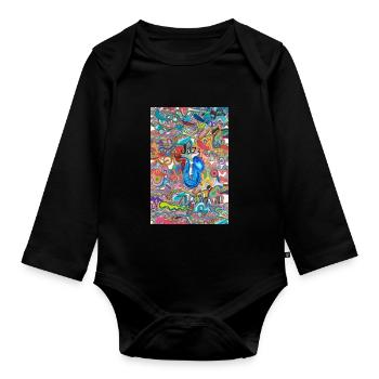jazz 4 and graffiti - Organic Longsleeve Baby Bodysuit - black - Front