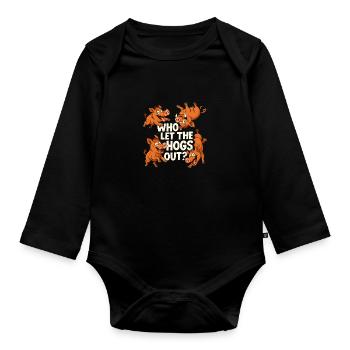 Who Let The Frogs Out Frog Lover - Organic Longsleeve Baby Bodysuit - black - Front