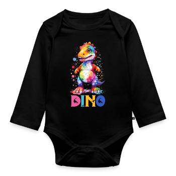 DINO - Organic Longsleeve Baby Bodysuit - black - Front