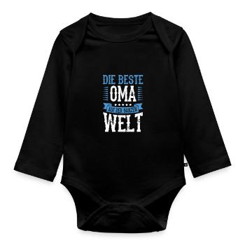 Beste Oma der Welt - Baby Bio-Langarm-Body - Schwarz - Vorne