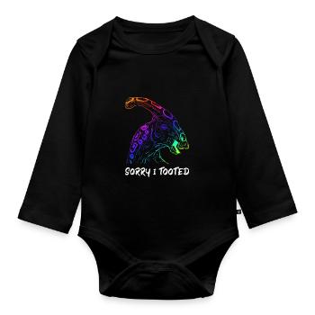 Dinosaur Parasaurolophus Dino Gift - Organic Longsleeve Baby Bodysuit - black - Front
