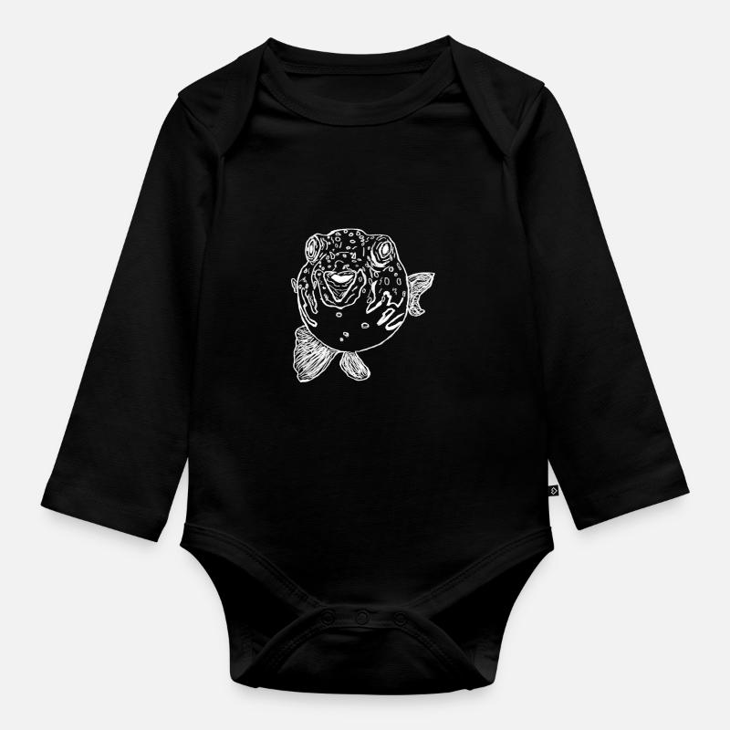 Poisson-globe blanc - Body Bébé bio manches longues - noir