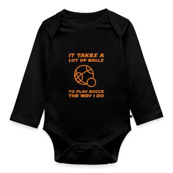 Boccia Ball Lawn Bowling Cadeau - Body Bébé bio manches longues - noir - Devant