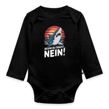 Shark Shark Sharks Shark - Organic Longsleeve Baby Bodysuit - black - Front