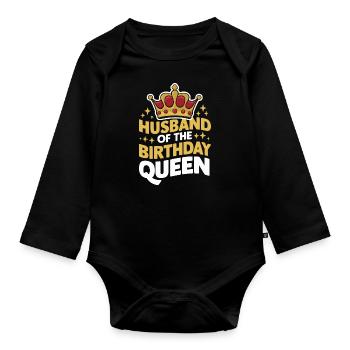 Husband, Spouse, Family, Wedding - Organic Longsleeve Baby Bodysuit - black - Front
