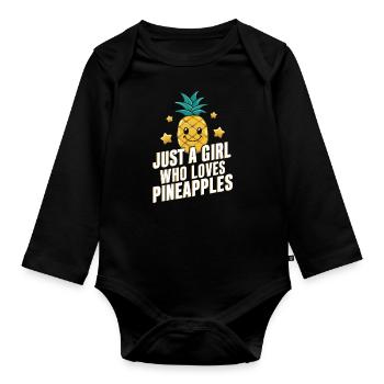 Ananas Fruit tropical hawaïen - Body Bébé bio manches longues - noir - Devant