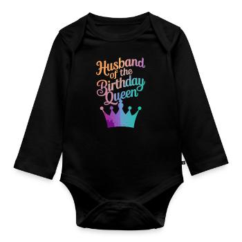 Ehemann Ehegatte Familie Hochzeit - Baby Bio-Langarm-Body - Schwarz - Vorne