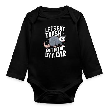 Opossum Possum Animal - Organic Longsleeve Baby Bodysuit - black - Front
