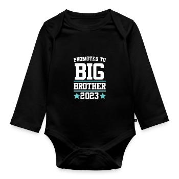 Promoted to Big Brother 2023 - Organic Longsleeve Baby Bodysuit - black - Front