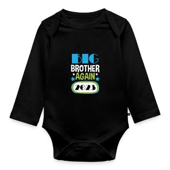 Big Brother 2023 Big Bro 23 again - Organic Longsleeve Baby Bodysuit - black - Front