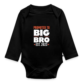 Promoted to Big Brother 2023 - Organic Longsleeve Baby Bodysuit - black - Front