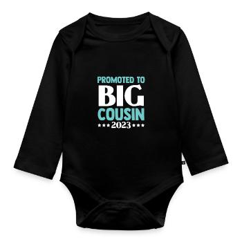 Promoted to Great Cousin 2023 - Organic Longsleeve Baby Bodysuit - black - Front
