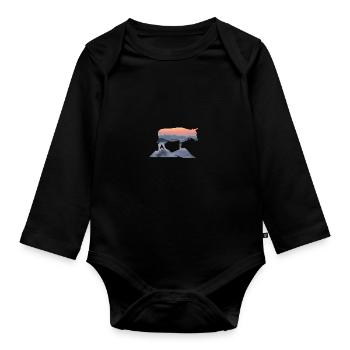 Vache montagne alpine randonnées en escalade cadeau - Body Bébé bio manches longues - noir - Devant
