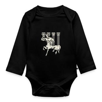 Centaur Lifts Weights, Fitness Workout In Gym - Organic Longsleeve Baby Bodysuit - black - Front