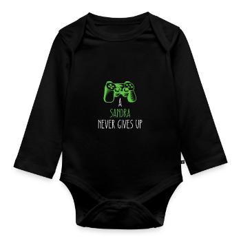 Une Sandra n’abandonne jamais - Gaming Name Gamer - Body Bébé bio manches longues - noir - Devant