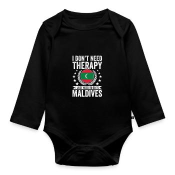 I don't need therapy, just Maldives - Organic Longsleeve Baby Bodysuit - black - Front