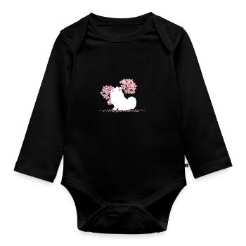 Japonais Kawaii Sakura - Spitz Dog - Body Bébé bio manches longues - noir - Devant