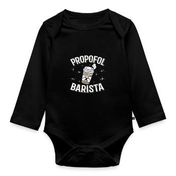 Propofol Barista - Laryngoscope Anesthesia Anesthesia - Organic Longsleeve Baby Bodysuit - black - Front