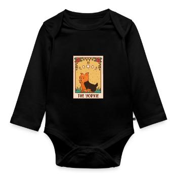 Tarot-Karte - Okkulte Dog Yorkie - Baby Bio-Langarm-Body - Schwarz - Vorne