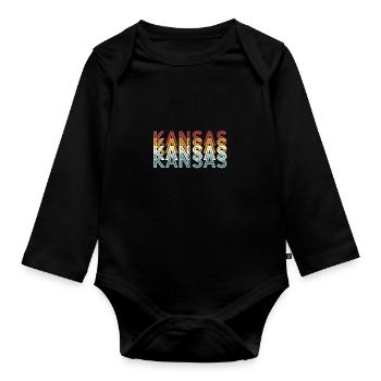 US 70s Retro State Vintage Kansas - Body Bébé bio manches longues - noir - Devant