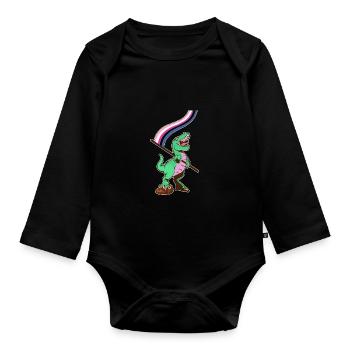 Drapeau LGBTQ - Fluide sexuel de dinosaure - Body Bébé bio manches longues - noir - Devant