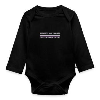 Attention Qui déteste - LGBTQ Asexuel - Body Bébé bio manches longues - noir - Devant