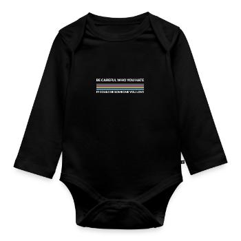 Attention, qui déteste - LGBTQ Polygenre - Body Bébé bio manches longues - noir - Devant