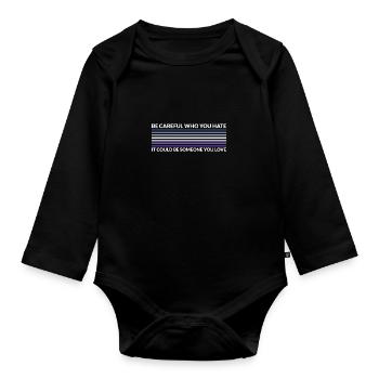 Vorsichtig, Wer Hasst - LGBTQ Butch Lesbe - Baby Bio-Langarm-Body - Schwarz - Vorne