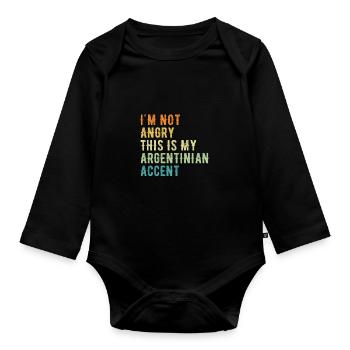 Je ne suis pas méchant, mon accent argentin - Body Bébé bio manches longues - noir - Devant