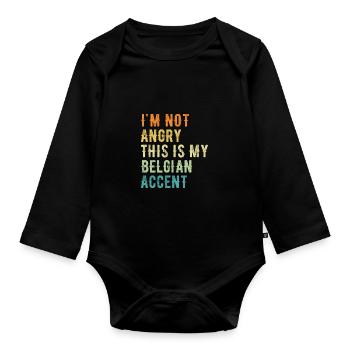 Ich Bin Nicht Böse, Mein Belgischer Akzent - Baby Bio-Langarm-Body - Schwarz - Vorne