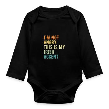 Je ne suis pas méchant, mon accent irlandais - Body Bébé bio manches longues - noir - Devant