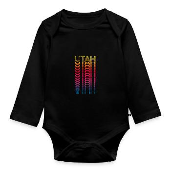Retro Nostalgisch USA Staat - Regenbogen Utah - Baby Bio-Langarm-Body - Schwarz - Vorne