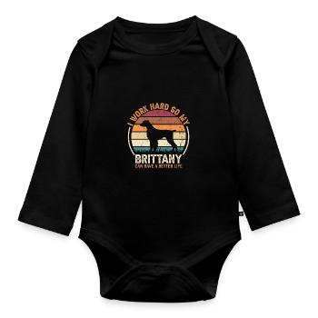 Travailler dur - Retro Brittany - Body Bébé bio manches longues - noir - Devant