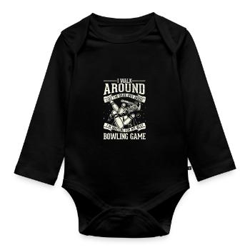 I'm going okay - bowling - Organic Longsleeve Baby Bodysuit - black - Front