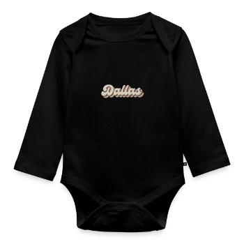 Nostalgic 70s USA City - Vintage Dallas - Organic Longsleeve Baby Bodysuit - black - Front