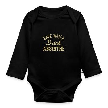 Sparen Sie Wasser, Trinken Sie Absinth - Baby Bio-Langarm-Body - Schwarz - Vorne