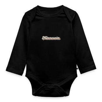 Vintage Hippie 70er USA Staat - Retro Minnesota - Baby Bio-Langarm-Body - Schwarz - Vorne