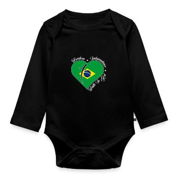 Freedom Faith in God - Brazil - Organic Longsleeve Baby Bodysuit - black - Front