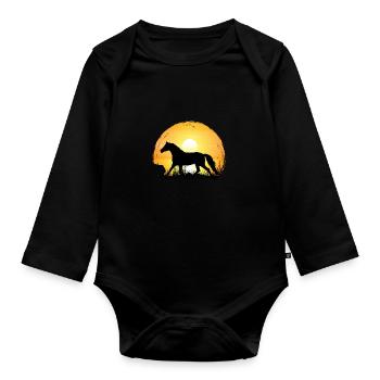 Sunset - Westfali Horse - Organic Longsleeve Baby Bodysuit - black - Front