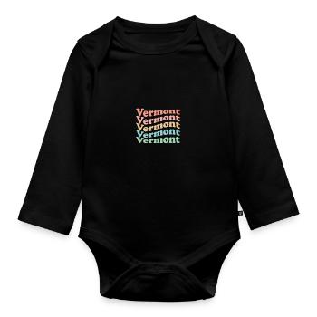 Vintage 70s Hippie USA State - Retro Vermont - Organic Longsleeve Baby Bodysuit - black - Front