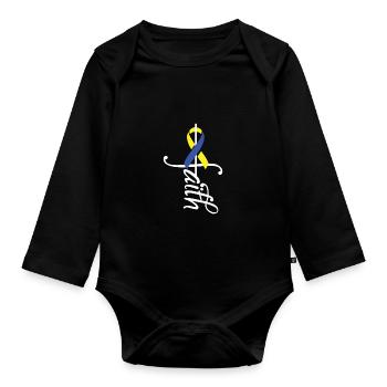Awareness of Ribbon Down Syndrome - Organic Longsleeve Baby Bodysuit - black - Front