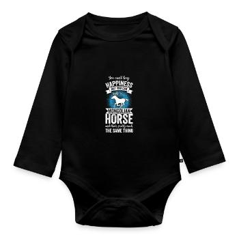 Reiten - Mongolisches Pferd - Baby Bio-Langarm-Body - Schwarz - Vorne
