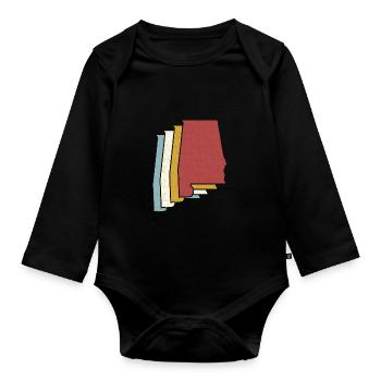 US State - Vintage Map Alabama - Organic Longsleeve Baby Bodysuit - black - Front