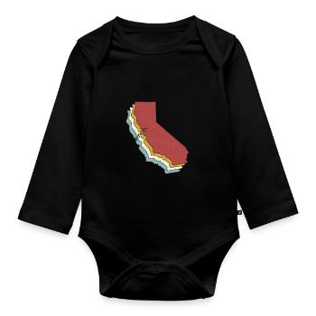 US State - Vintage Map California - Organic Longsleeve Baby Bodysuit - black - Front